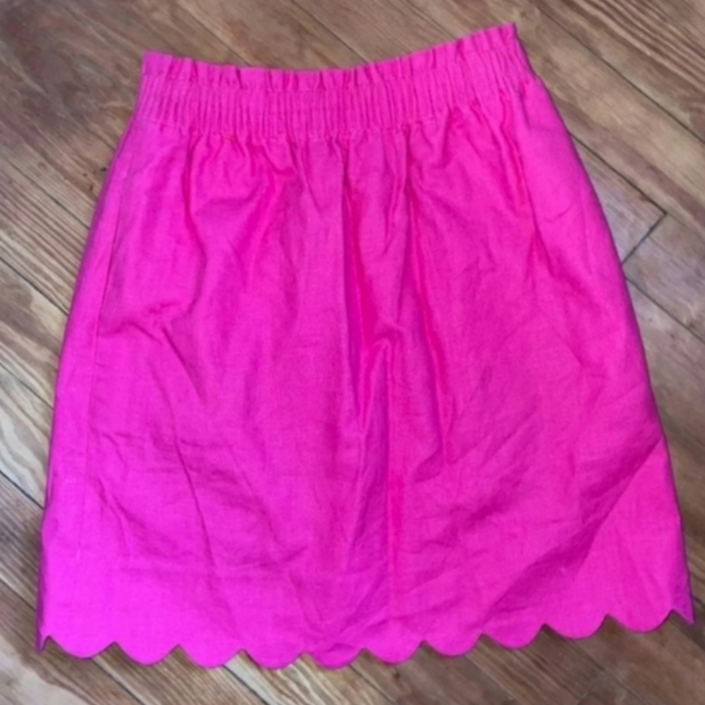 J. Crew Sidewalk Scalloped Edge Bright Pink Skirt Size 00